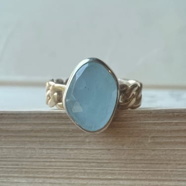 Chain Bronze Band - Aquamarine - Size 7.25