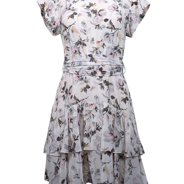 Rebecca Taylor - Ivory w/ Pastel Lavender, Orange, & Green Floral Print Dress Sz 6