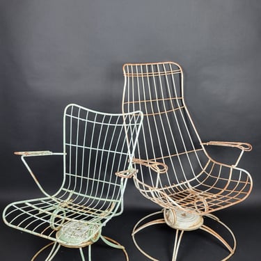 Pair of Mid Century Wire Patio Chairs by Homecrest