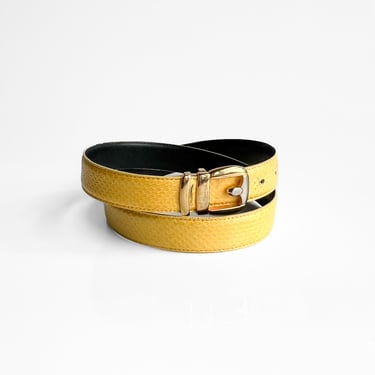 Yellow Leather Snakeskin Belt, sz. XL-2XL