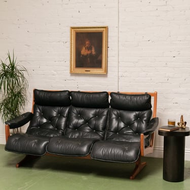 Danish Leather Three-Seat Sofa