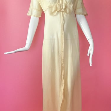 The Zelda Gown; 1920s Ivory Buttercream Silk Lawn Dress 