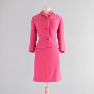 Vintage 1960's Think Pink Ladies Two Piece Suit /  Small