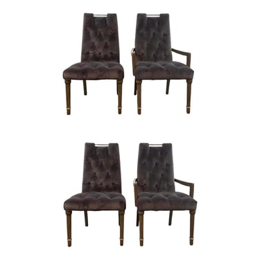 Drexel Heritage Modern Gray Tufted Velvet Dining Chair Set of 4