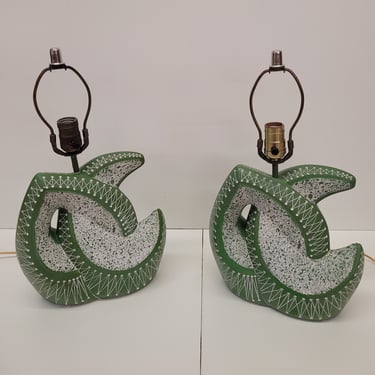 FAIP chalk-ware pair lamps 1950s 