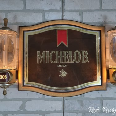 Vintage Lighted Michelob Light Beer Sign Mirror 