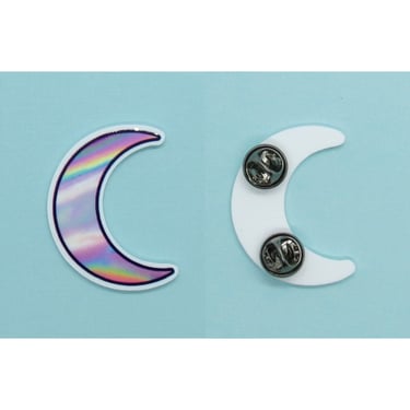 Pastel Moon Pin Holographic Colors Brooch 