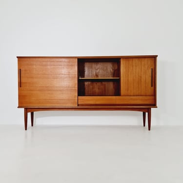 Mid Century Modern German Teak Highboard, Sideboard  by Hilker, 1960s 