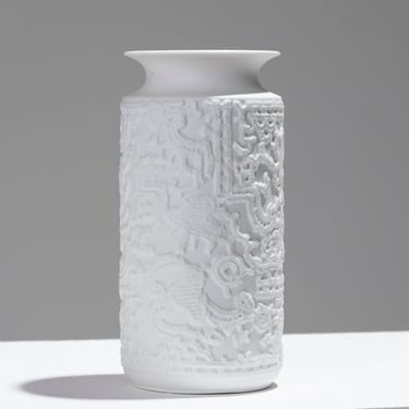 VASE CYLINDRIQUE EN PORCELAINE, HEINRICH GERMANY, 1960s