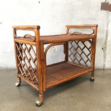 Vintage Bamboo &amp; Rattan Bar Cart