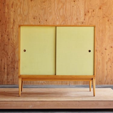 Paul McCobb Two Door Grasscloth Cabinet 