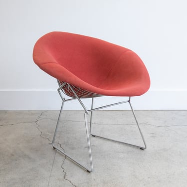 Vintage 1970's Knoll Bertoia Diamond Lounge Chair in Original Muted Orange Upholstery 