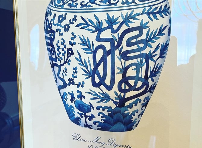 Beautiful pair of blue and white ginger jar prints 