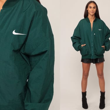 Nike Windbreaker Jacket Shell Zip Jacket Streetwear Coat Green Jacket Vintage Retro Sports Extra Large xl 