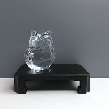 Daum France Minos crystal owl - 3.5" tall - vintage art glass 