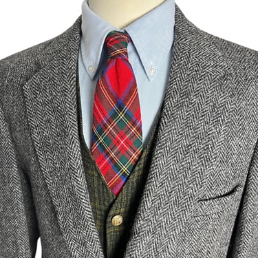 Vintage HARRIS TWEED Herringbone Wool Sport Coat ~ 42 Long ~ jacket / blazer ~ Preppy / Ivy Style / Trad 