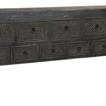 Natural Brown with Light Distressed Finish 4 Door Sideboard Media Console by Terra Nova Designs Los Angeles 