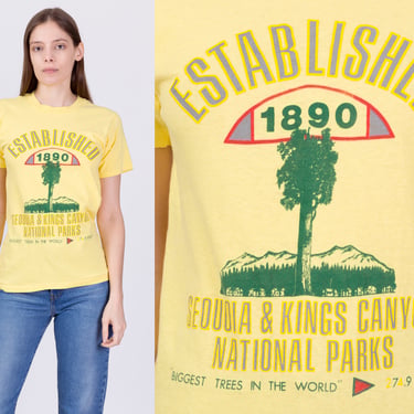 80s Sequoia Kings Canyon National Park T Shirt - XS to Small | Vintage Yellow Big Trees Graphic Tourist Tee 