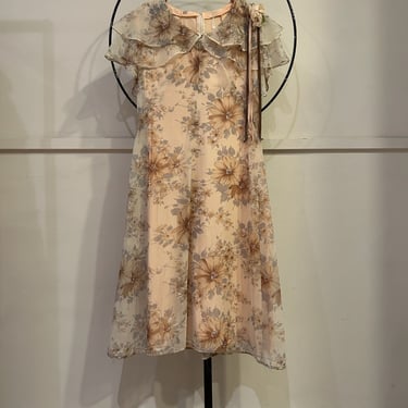 60s Floral Flutter Crepe Dress