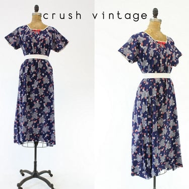 1930s leaf novelty print dress large | vintage cotton dress | new in 