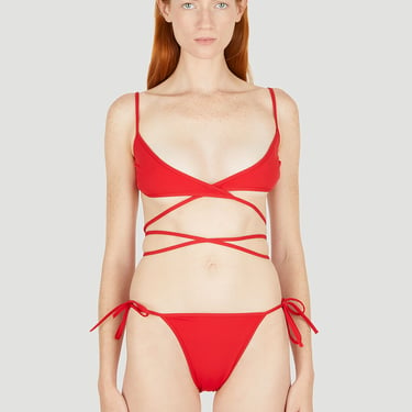 Balenciaga Women Wrap Bikini Set In Red