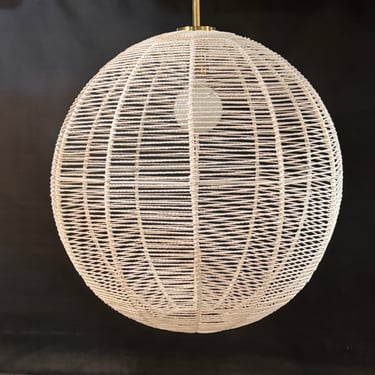 Crate &amp; Barrel 22&quot; Ivory Woven Rope 1-Light Sphere Pendant
