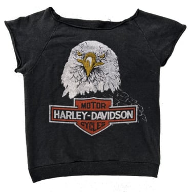 MadeWorn Harley Davidson Eagle Shrunken Cut Sweatshirt in Black