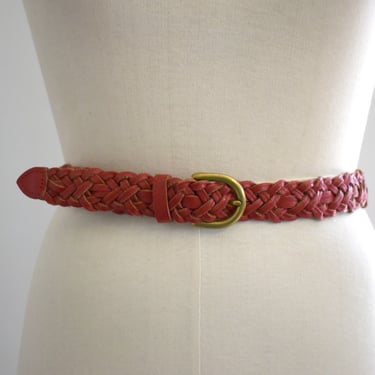 1980s/90s Capezio Red Leather Braided Belt 