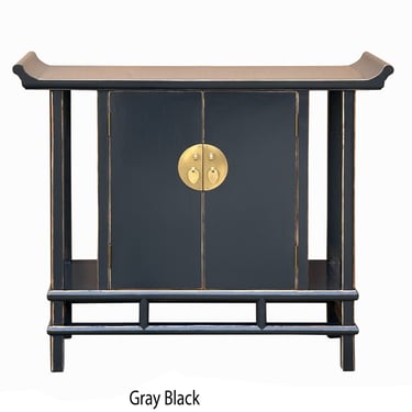 Chinese Matte Black Lacquer Altar Point Edge Narrow Slim Side Table cs7790 