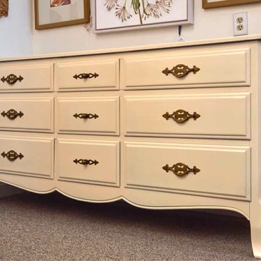 Nine Drawer Dresser in Cream Finish