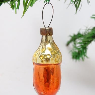 Vintage Small 1940's Mercury Glass Acorn Christmas Ornament, Antique Retro Holiday Decor 