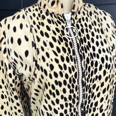 Fab 1960s Cotton Velvet Cheetah Print Coat 36 Bust Vintage 