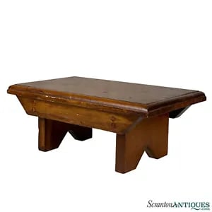 Vintage Farmhouse Country Rustic Pine Footstool Ottoman