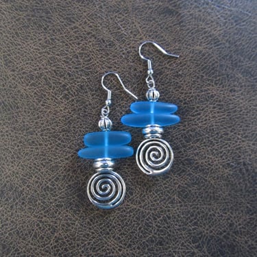 Frosted glass spiral vortex earrings 