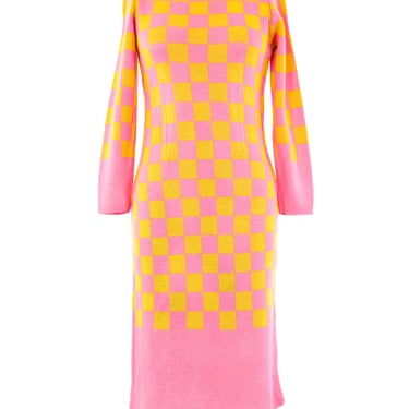 1960's Neon Checker Knit Dress