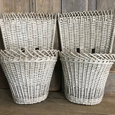 1 Rustic French Basket, Market, Painted Gray Willow, Garden, Flower, Farmhouse,, 2 Available 