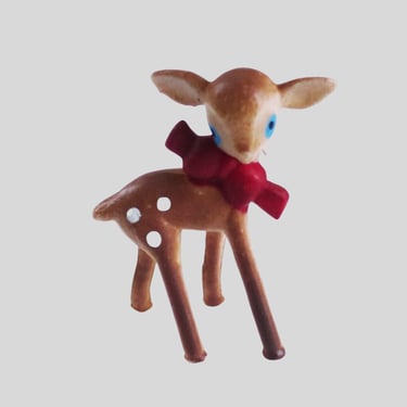 Vintage 1/6 Reindeer, 70s Mini Deer Figurine, Decorate a Dollhouse, Wreath, or Putz Village 