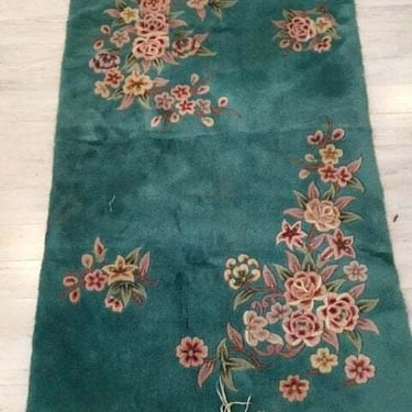 Rug, Green, Floral, Wool, Oriental, Colorful, 5.5' x 3.5', Gorgeous!