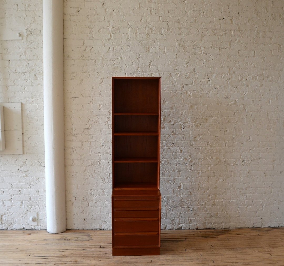 MCM Danish Teak Tall Slender Bookshelf w/ Fully Adj