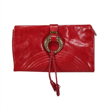 Jimmy Choo - Red Leather "O" Ring Hardware Clutch Bag