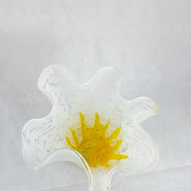 Vintage Murano Glass Vase,  Yellow Glass Vase, Murano Glass, Glass Vase, Hand Made, Retro Glass Art 