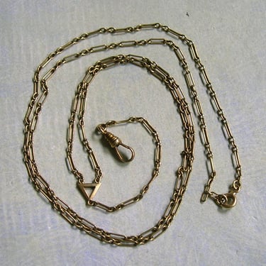 Vintage 14K Yellow Gold Y Chain, Old 14K Gold Chain Necklace with 14k Dog Clip, Vintage 14K gold Chain (#4633) 
