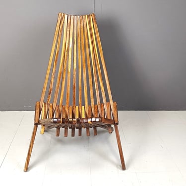 Vintage foldable wooden patio chair, 1970s 