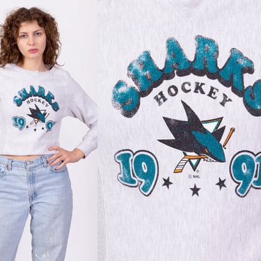 XS 90s San Jose Sharks NHL Sweatshirt | Vintage Reverse Weave Heather Grey Hockey Athletic Pullover 