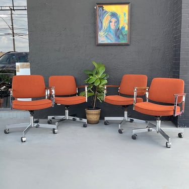 Orange 1970s Rolling Chairs