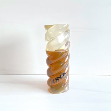 Vintage 1990s LARGE Store Display Dummy Bottle Bijan DNA Perfume Lucite Clear Acrylic TWIST Sculpture Sculptural 12 3/8" Tall 