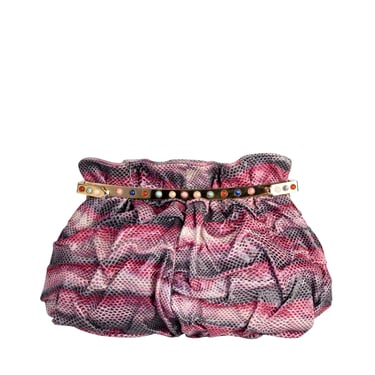 Carlo Fiori Vintage Ruched Pink Purple Grey Snakeskin Shoulder Bag