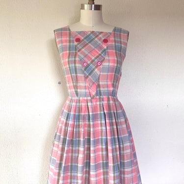 1950s plaid cotton sun dress 