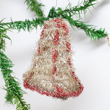 Antique Early 1900's Bell Shaped Tinsel Christmas Ornament, Vintage Victorian 