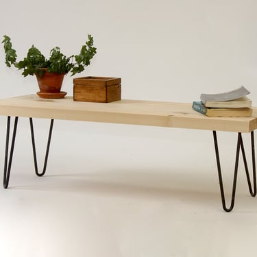 Low Coffee Table, Simple Low Table, Haipin Leg Coffee Table, Metal Black Hairpin Legs - Raw 